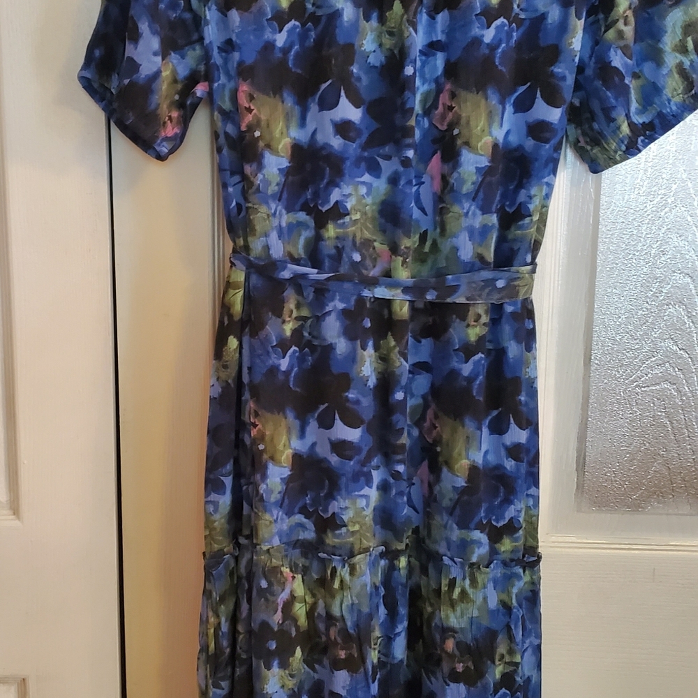 New Blue,pink Maxi Dress S Med